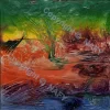 Village by the River Abstract Art Product Image