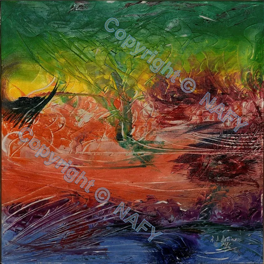 Village by the River Abstract Art Product Image